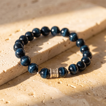 Bracelet "Veilleur Bleu" en Œil de Faucon - 17cm - L'Arbre des Chakras