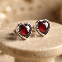 Boucles d'Oreilles "Coeur Passion" en Grenat - - L'Arbre des Chakras