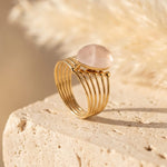 Bague "Éclat d’Amour" en Quartz Rose - - L'Arbre des Chakras