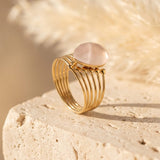Bague "Éclat d’Amour" en Quartz Rose - - L'Arbre des Chakras