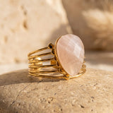 Bague "Éclat d’Amour" en Quartz Rose - - L'Arbre des Chakras