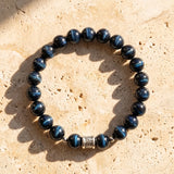 Bracelet "Veilleur Bleu" en Œil de Faucon - - L'Arbre des Chakras