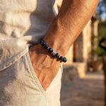 Bracelet "Veilleur Bleu" en Œil de Faucon - - L'Arbre des Chakras