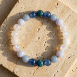 Bracelet "Rêve d’Atlantide" en Apatite, Kyanite, Calcédoine & Pierre de Lune