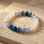 Bracelet "Rêve d’Atlantide" en Apatite, Kyanite, Calcédoine & Pierre de Lune