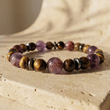 Bracelet "Crépuscule" en Œil de Tigre & Auralite