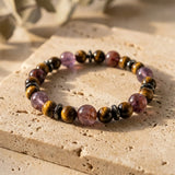 Bracelet "Crépuscule" en Œil de Tigre & Auralite