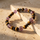 Bracelet "Crépuscule" en Œil de Tigre & Auralite