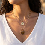 Collier Double Rang "Coeur Protecteur" en Œil de Tigre