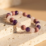 Bracelet "Amour de Soi" en Rhodonite, Quartz Rose & Améthyste