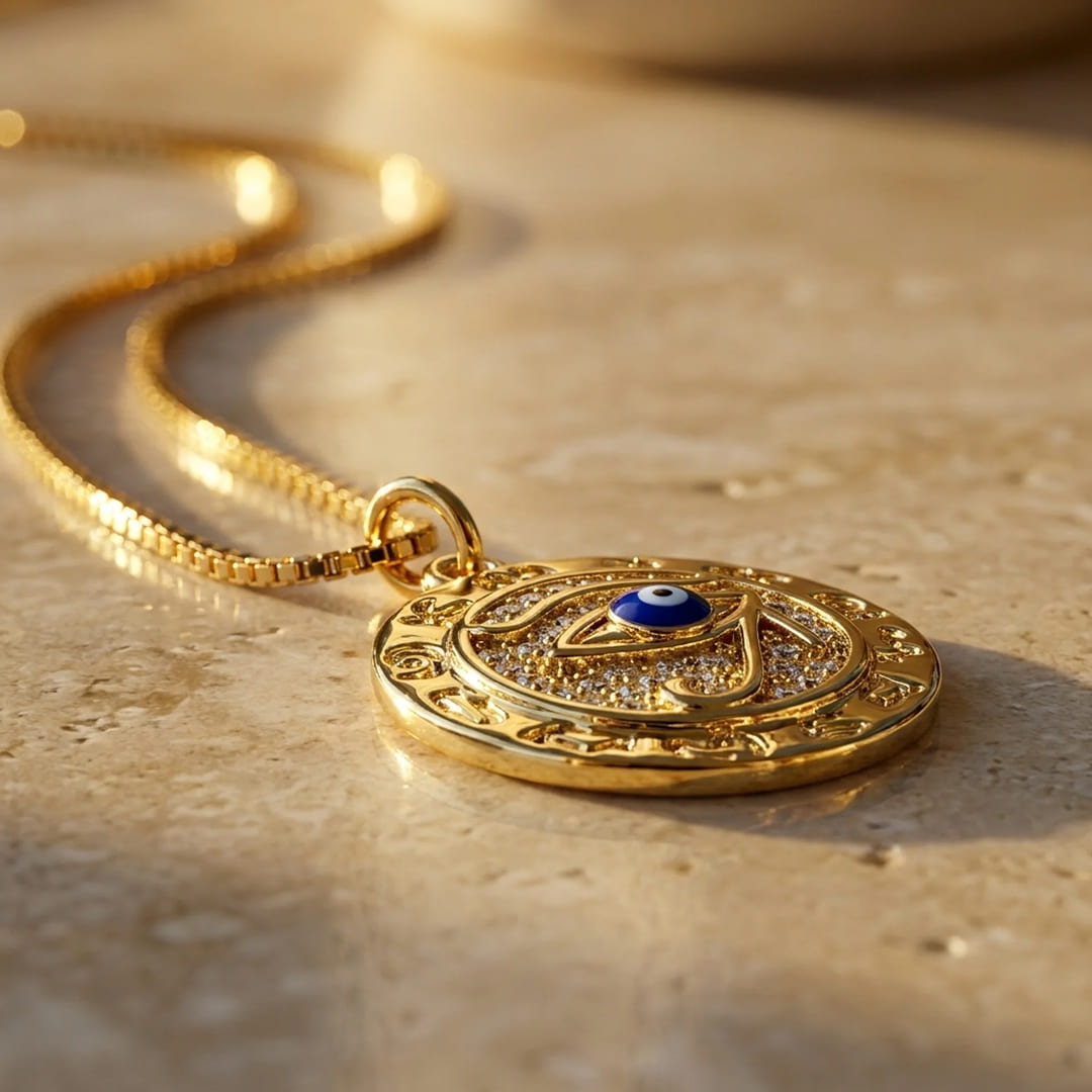 Collier "Symbole de Protection" Oeil d’Horus Doré - - L'Arbre des Chakras
