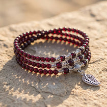 Bracelet Multi-tours "Abondance" en Grenat - - L'Arbre des Chakras