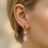 Boucles d’Oreilles "Émotion & Élégance" en Quartz Rose & Pierre de Lune - - L'Arbre des Chakras