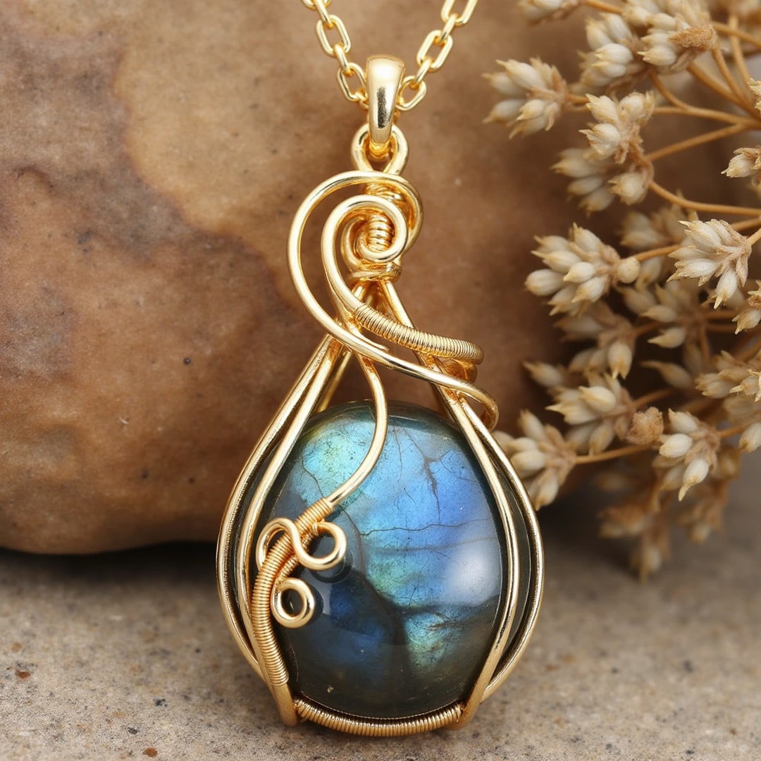 Pendentif "Œil de l’Univers" en Labradorite - - L'Arbre des Chakras