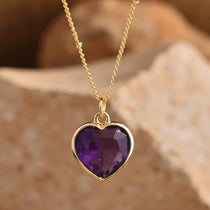 Pendentif Coeur en Pierre Naturelle - Améthyste - L'Arbre des Chakras