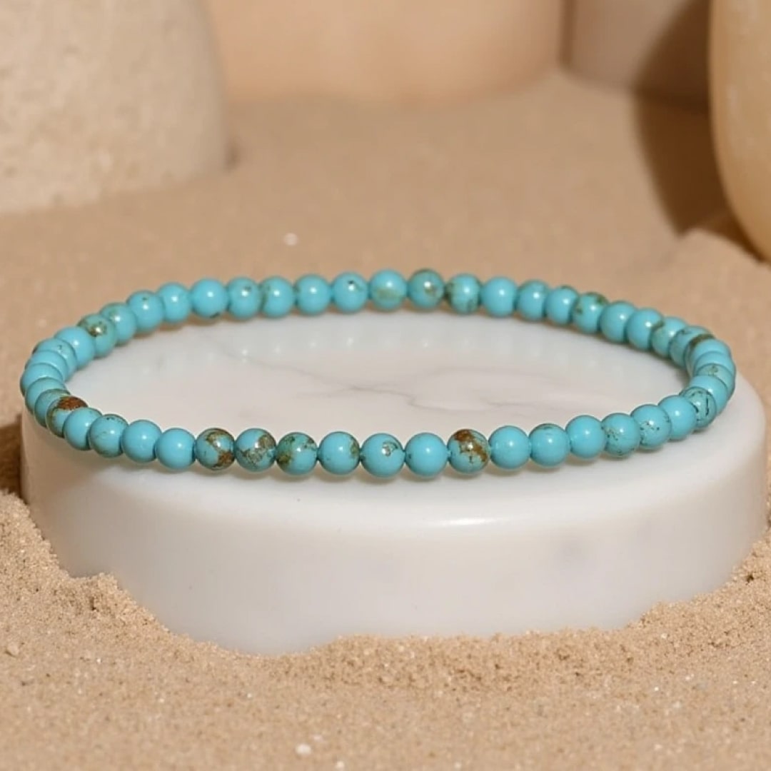 Bracelet Fin en Pierres Naturelles de 4mm - Turquoise / 17cm - L'Arbre des Chakras