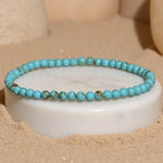 Bracelet Fin en Pierres Naturelles de 4mm - Turquoise / 17cm - L'Arbre des Chakras