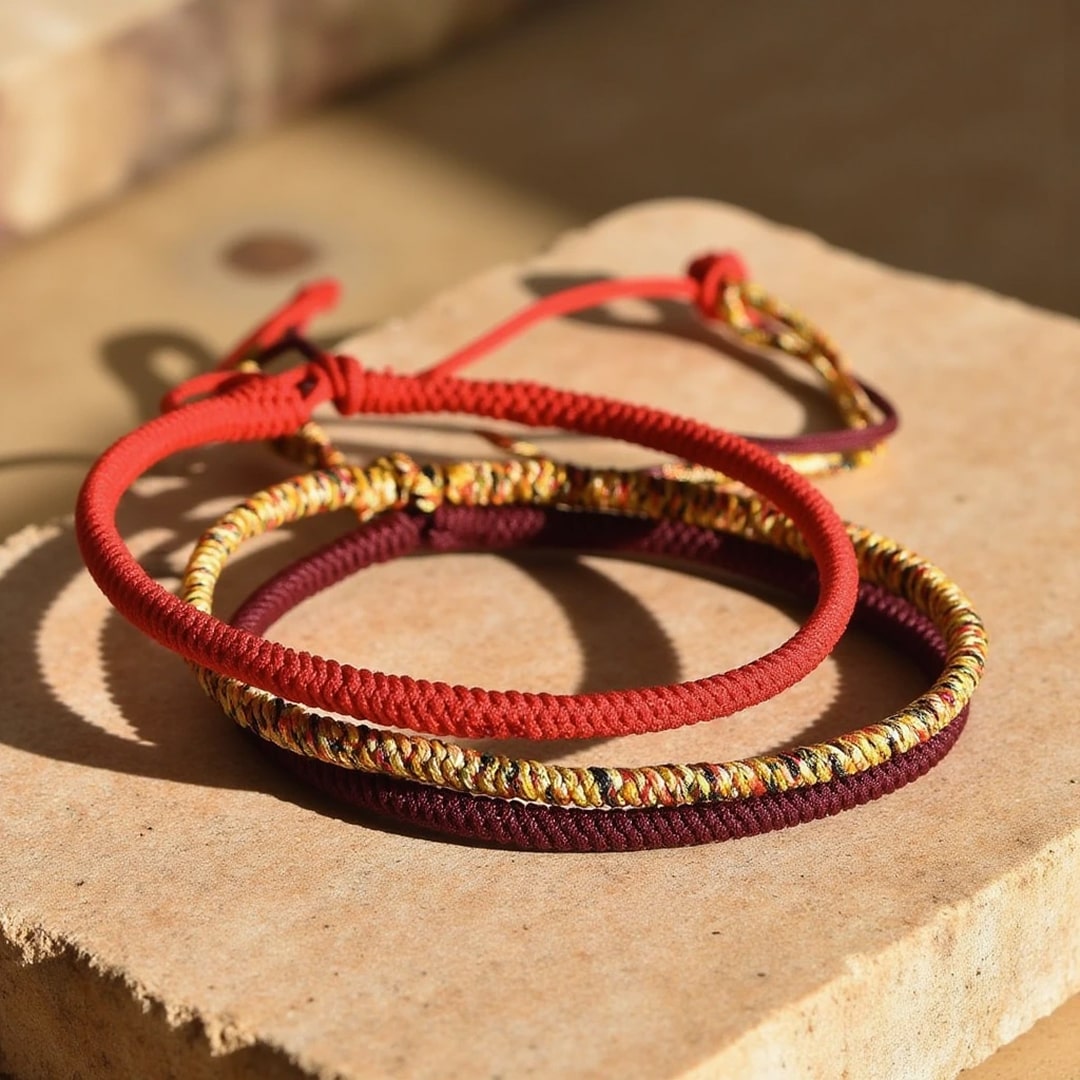 Trio de Bracelets Style Tibétain "Porte-Bonheur" - - L'Arbre des Chakras
