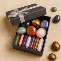 Coffret 7 Pierres Naturelles & 7 Doubles Pointes - - L'Arbre des Chakras