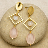 Boucles d’Oreilles "Émotion & Élégance" en Quartz Rose & Pierre de Lune - - L'Arbre des Chakras