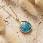 Pendentif "Eau Céleste" en Turquoise - dorée - L'Arbre des Chakras