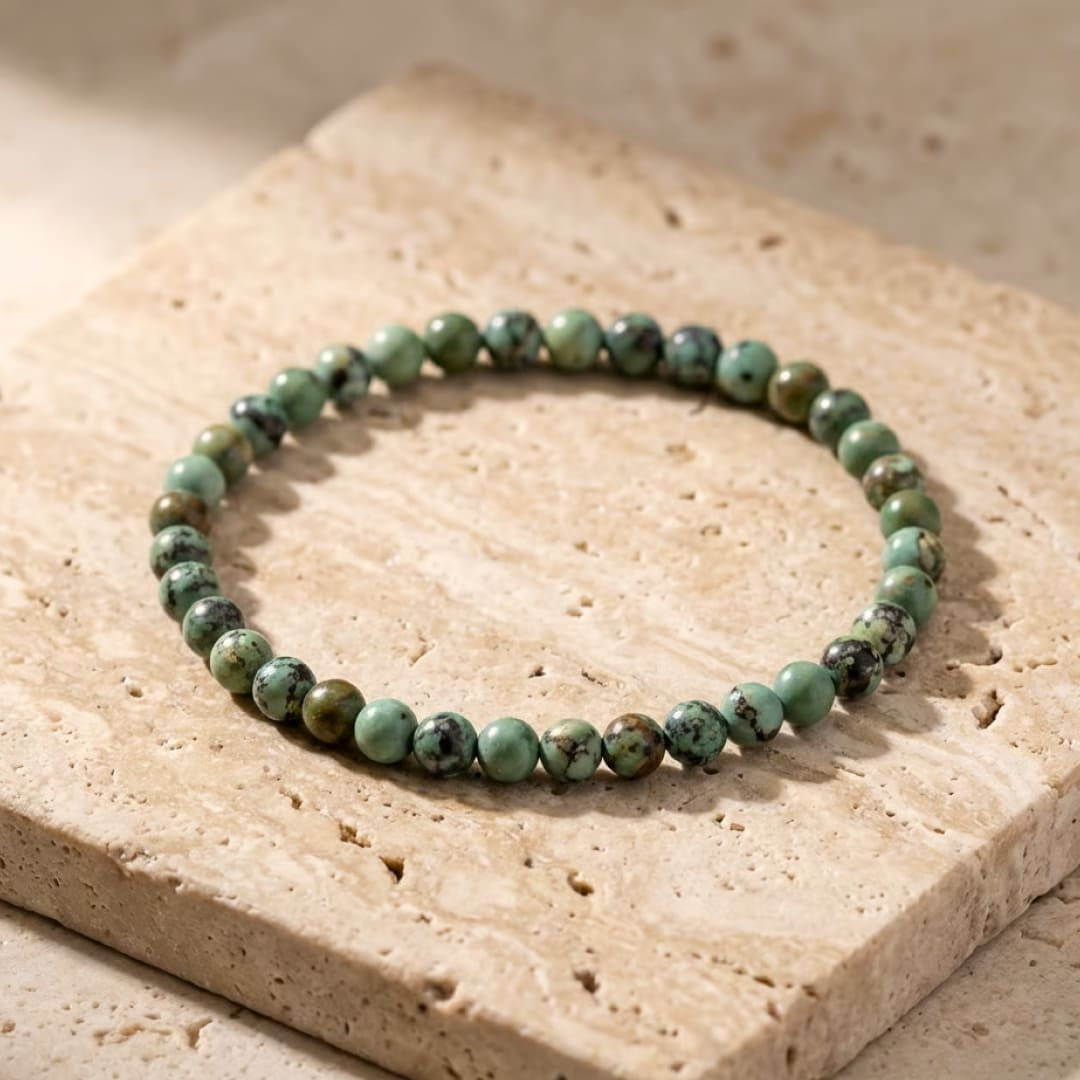 Bracelet Fin en Perles de Pierre de 4mm - Turquoise Africaine / 17cm - L'Arbre des Chakras