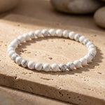 Bracelet Fin en Perles de Pierre de 4mm - Howlite / 17cm - L'Arbre des Chakras