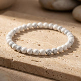 Bracelet Fin en Perles de Pierre de 4mm - Howlite / 17cm - L'Arbre des Chakras