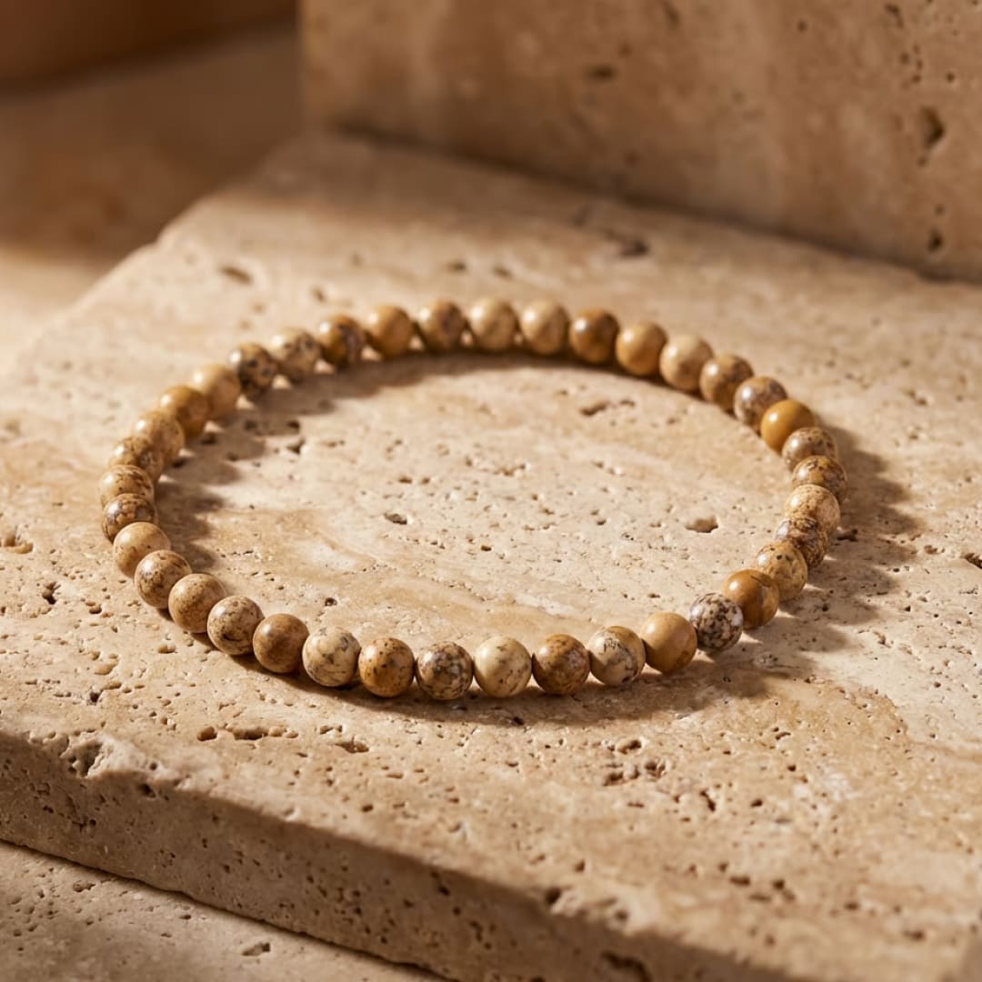 Bracelet Fin en Perles de Pierre de 4mm - - L'Arbre des Chakras