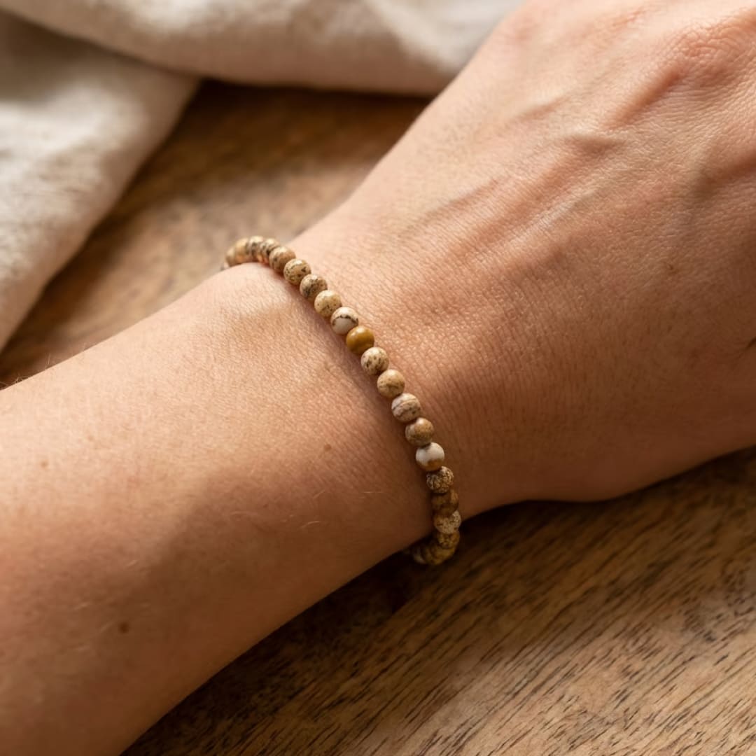 Bracelet Fin en Perles de Pierre de 4mm - - L'Arbre des Chakras