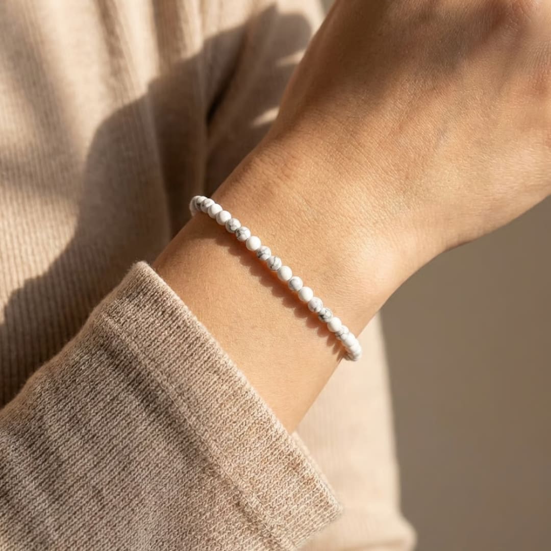 Bracelet Fin en Perles de Pierre de 4mm - - L'Arbre des Chakras