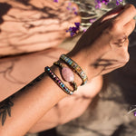 Bracelet Wrap "Douceur du Coeur" en Rhodochrosite - - L'Arbre des Chakras