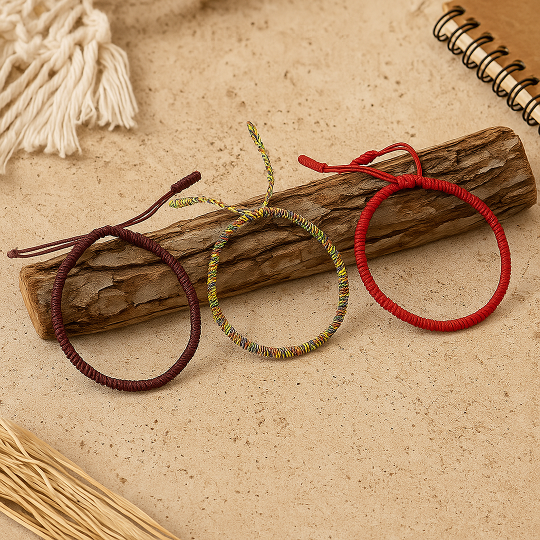 Trio de Bracelets Style Tibétain "Porte-Bonheur" - - L'Arbre des Chakras