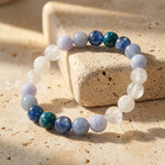 Bracelet "Rêve d’Atlantide" en Apatite, Kyanite, Calcédoine & Pierre de Lune